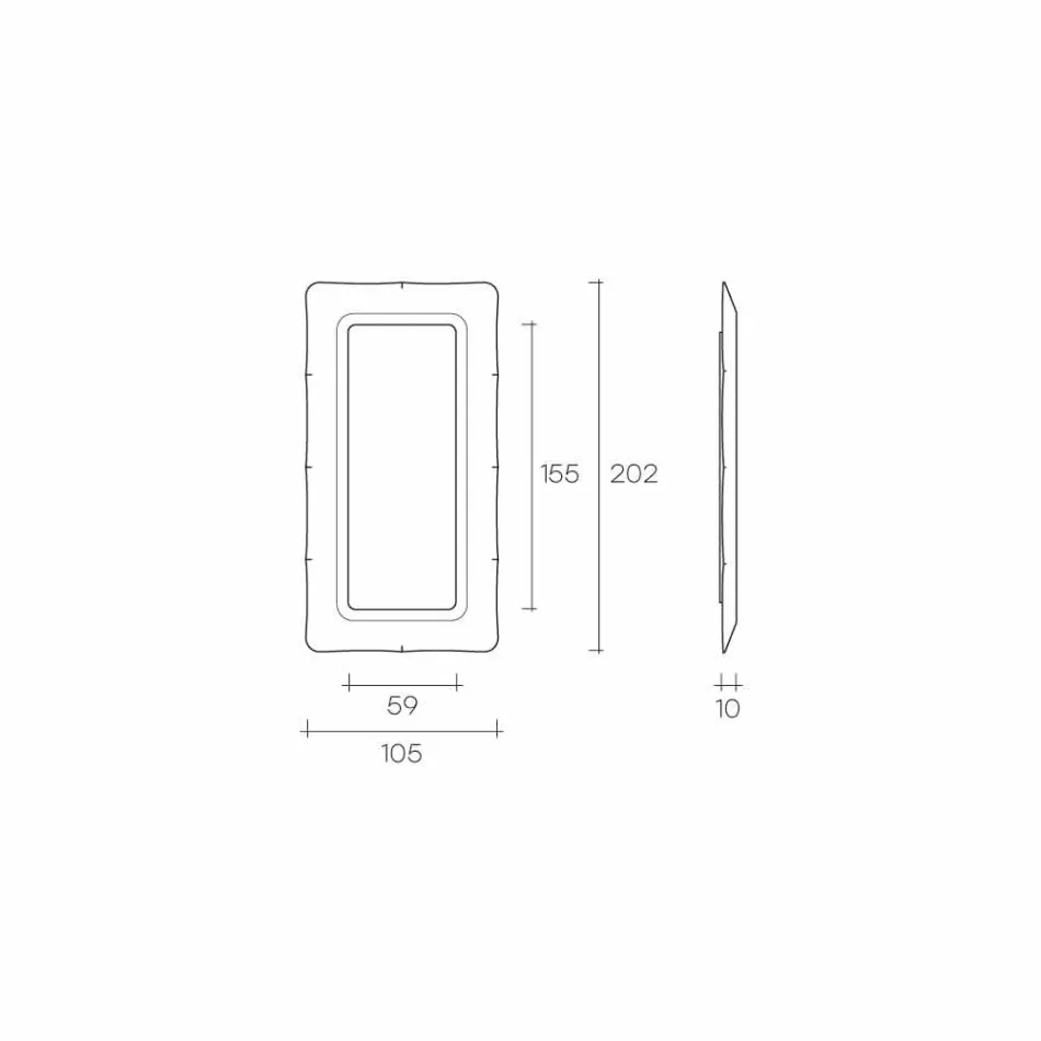 Miroir de sol / mur Fiam Italia Dorian 202x105cm fabriqué en Italie Viadurini