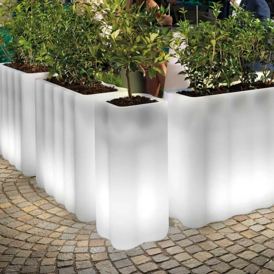 Pot de fleurs colonne en polyéthylène illuminé bicolore, fabriqué en Italie - Barbia Viadurini