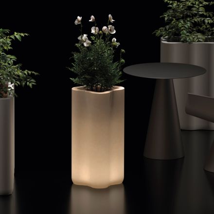 Pot de fleurs colonne en polyéthylène illuminé bicolore, fabriqué en Italie - Barbia Viadurini