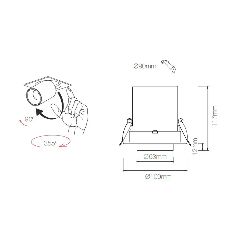 Photoprojecteur Led plafonnier encastré pour intérieurs en aluminium - Etruscan Viadurini