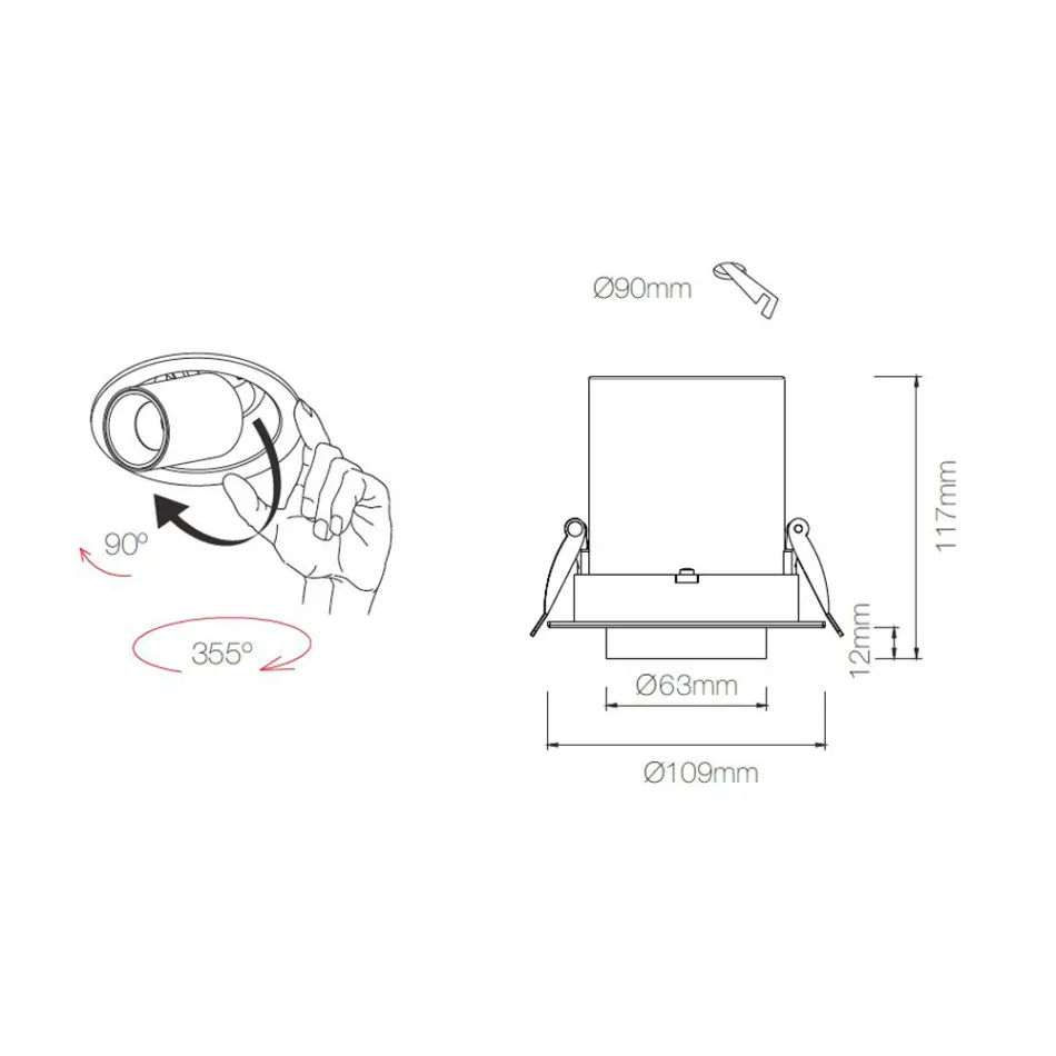 Plafonnier Led Réglable Intérieur Photoprojecteur en Aluminium - Etruscan Viadurini