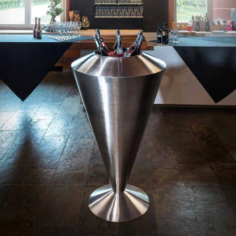 Frappeuse de sol moderne en acier satiné Made in Italy - Astana Viadurini