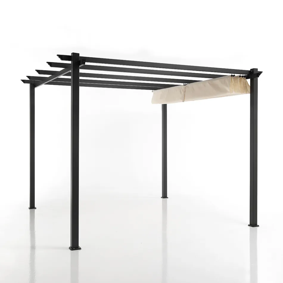 Gazebo en aluminium peint aux poudres époxy et toile coulissante - Manger Viadurini