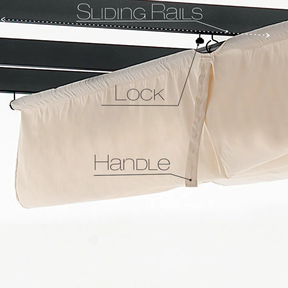 Gazebo en aluminium peint aux poudres époxy et toile coulissante - Manger Viadurini