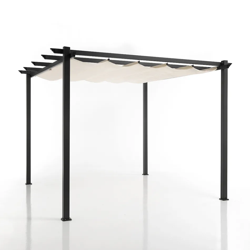 Gazebo en aluminium peint aux poudres époxy et toile coulissante - Manger Viadurini
