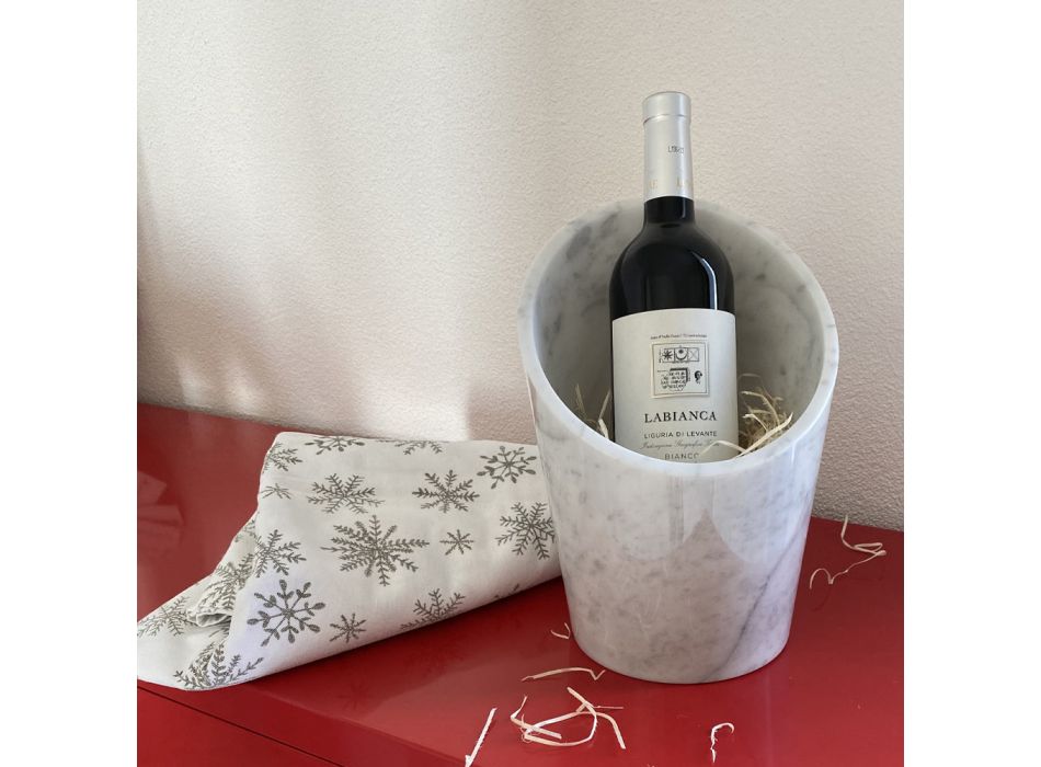 Glacette à vin ou champagne en marbre blanc de Carrare Made in Italy - Ciotti Viadurini