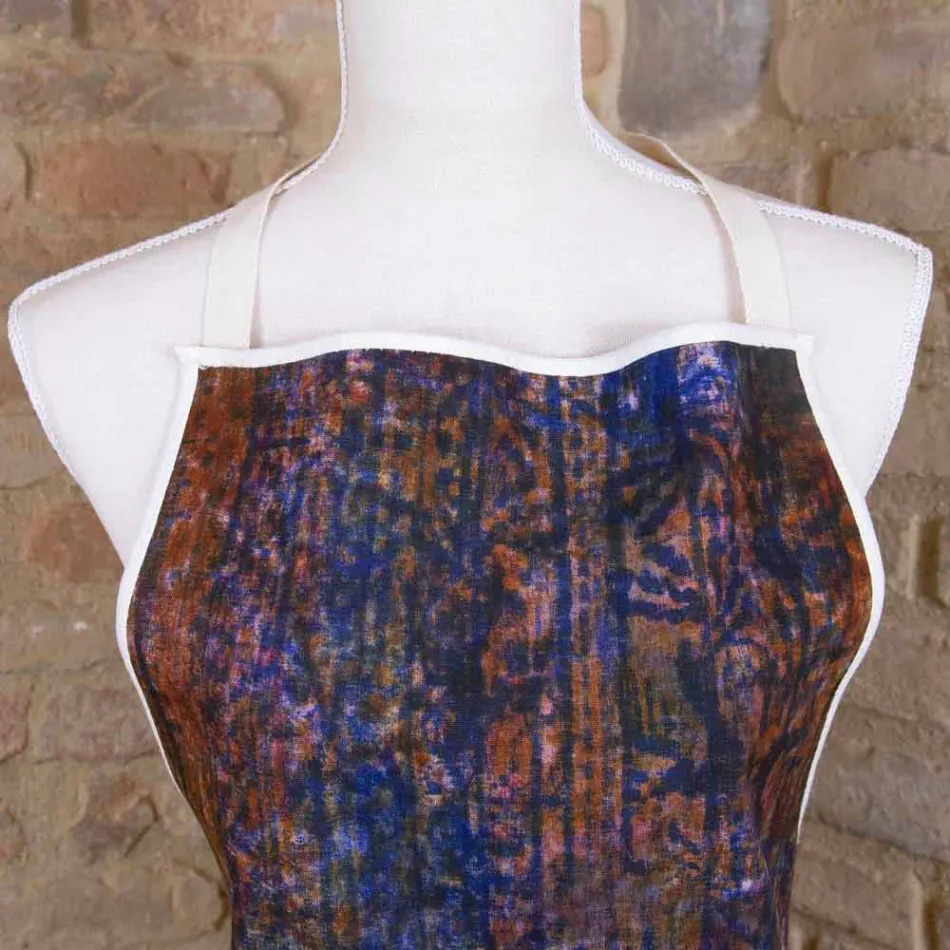 Tablier fait main imprimé pièce unique en coton - Marques Viadurini