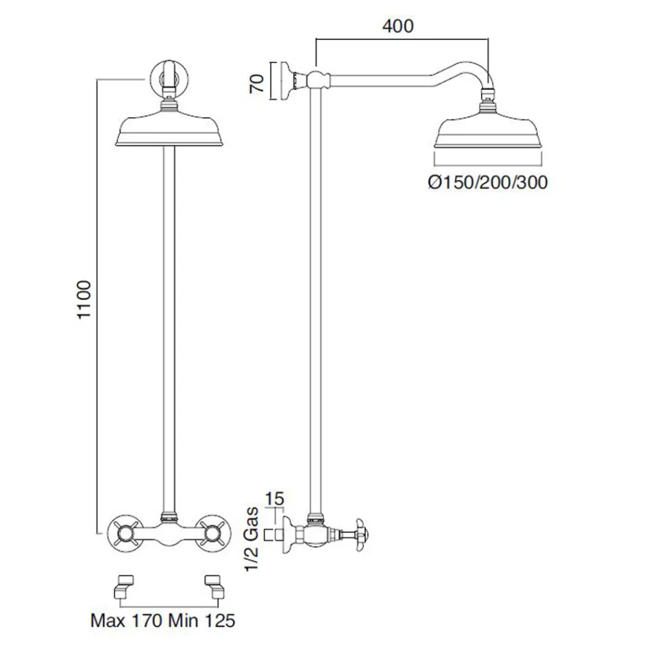 Ensemble de pommeau de douche en laiton fabriqué à la main de style classique - Miriano Viadurini