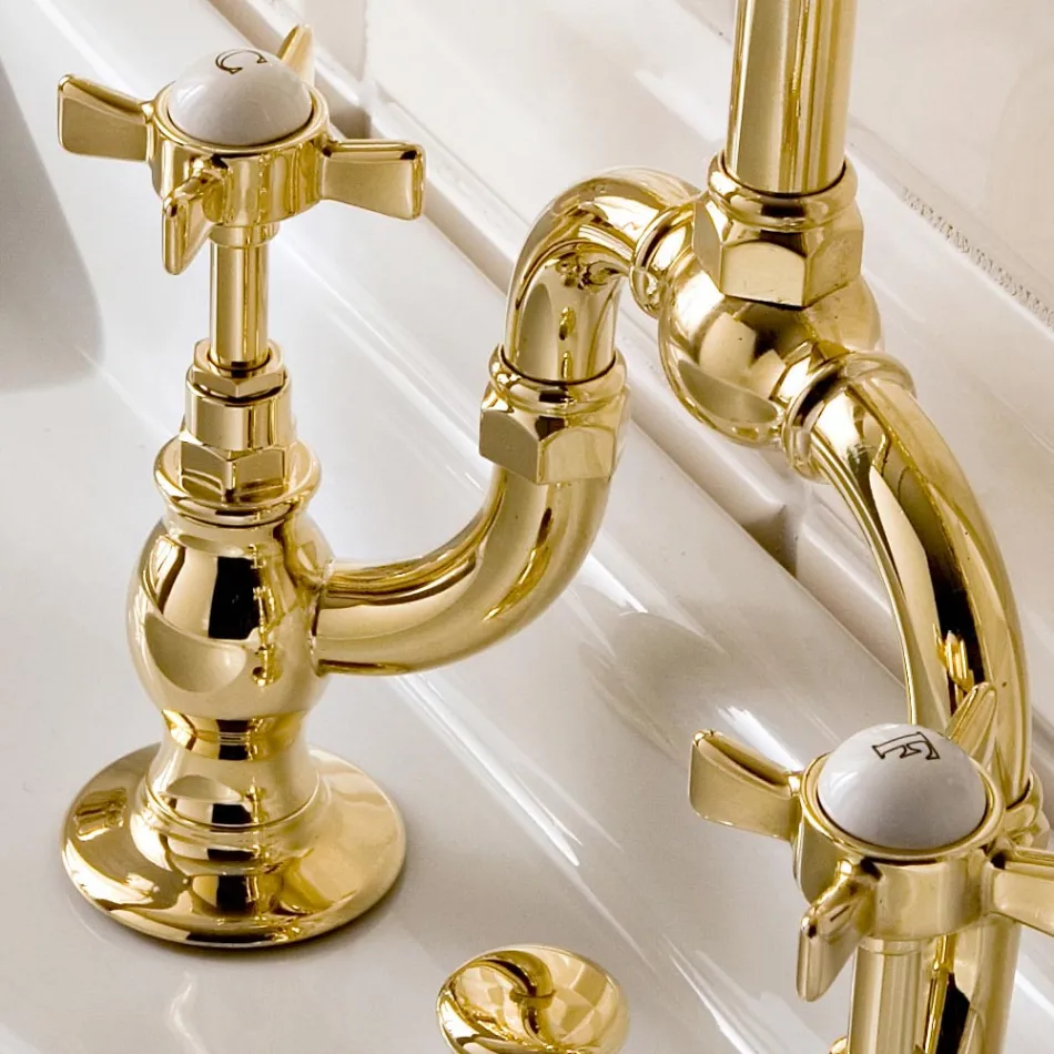 Groupe Lavabo Pont Design Vintage en Laiton Fabriqué en Italie – Katerina Viadurini