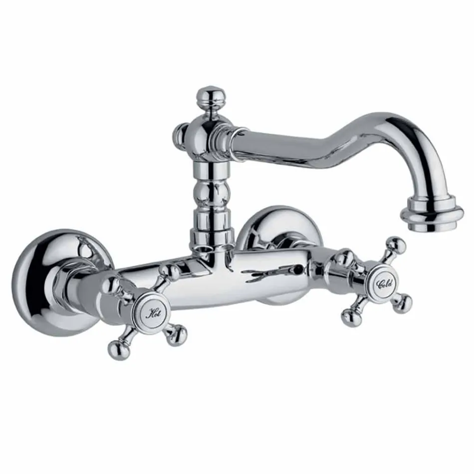 Groupe de style classique pour lavabo de cuisine mural en laiton fabriqué en Italie - Limo Viadurini