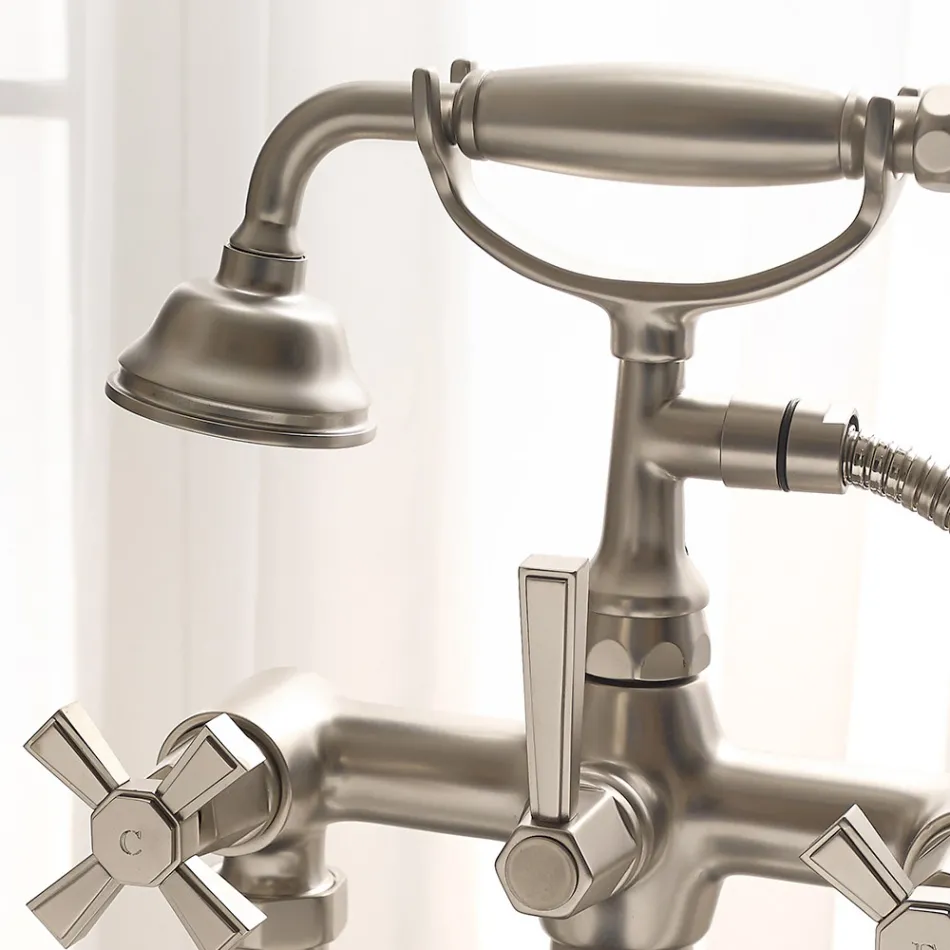 Groupe de baignoire au sol en laiton fabriqué en Italie, style vintage - Silvana Viadurini