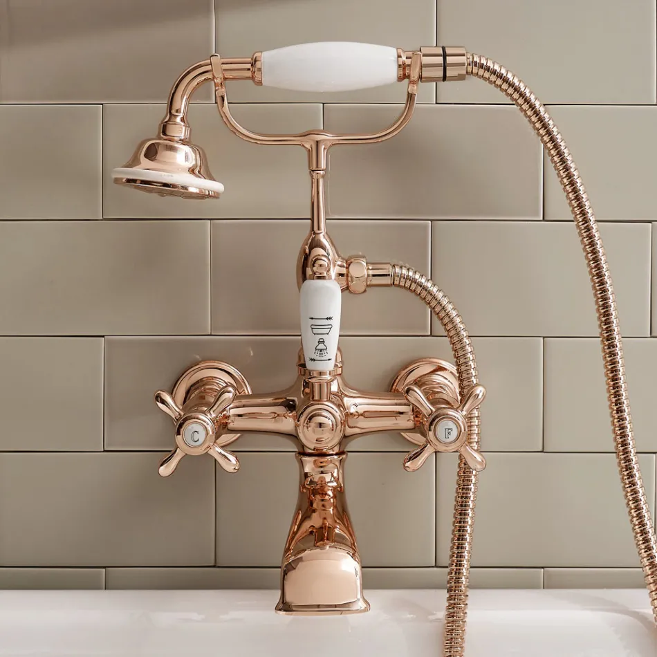 Groupe de baignoire en laiton au design vintage fabriqué en Italie - Klarisa Viadurini