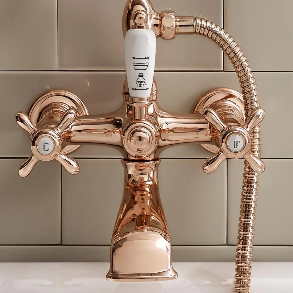 Groupe de baignoire en laiton au design vintage fabriqué en Italie - Klarisa Viadurini