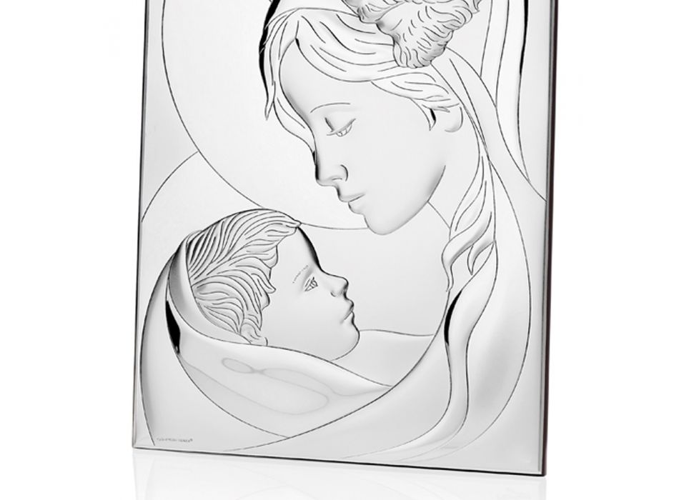 Holy Family Silver Icon Table Verticale Design 2 Tailles - Famisca Viadurini