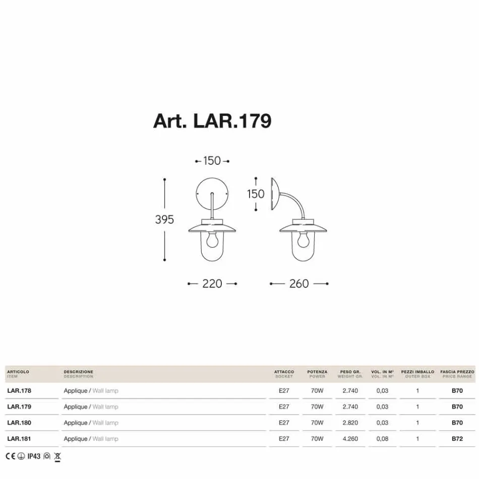 Applique La Traviata cuivre, le verre, laiton antique Viadurini