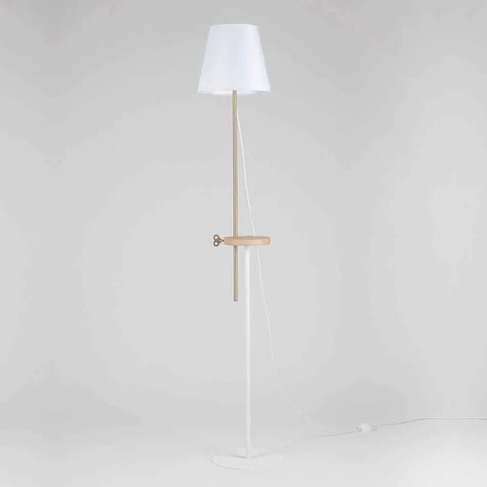 Lampadaire design en acier, frêne et laiton Made in Italy - Pitulla Viadurini