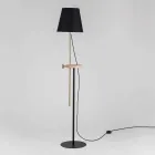 Lampadaire design en acier, frêne et laiton Made in Italy - Pitulla Viadurini