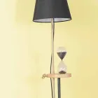 Lampadaire design en acier, frêne et laiton Made in Italy - Pitulla Viadurini