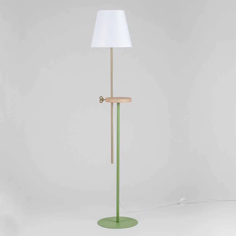 Lampadaire design en acier, frêne et laiton Made in Italy - Pitulla Viadurini