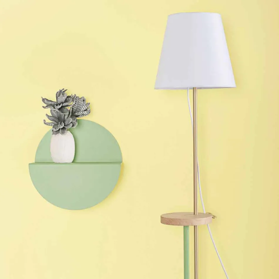 Lampadaire design en acier, frêne et laiton Made in Italy - Pitulla Viadurini