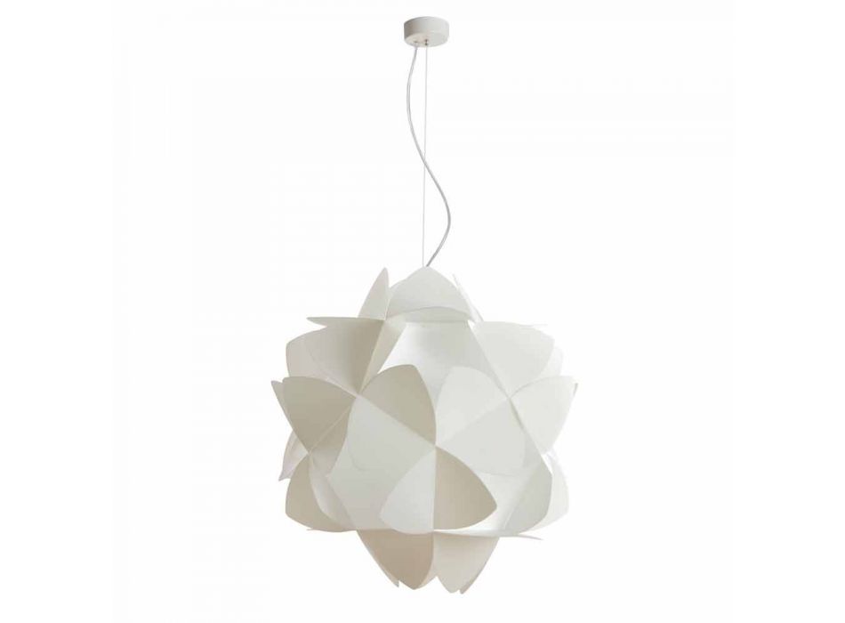 Lampe suspension 3 lumières blanches de perles, diamètre 63 cm, Kaly Viadurini
