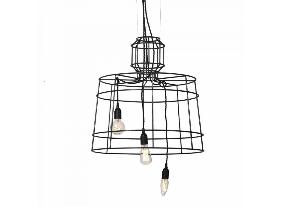 Lampe à Suspension 3 Lumières Design en Métal Blanc ou Naturel - Stylet Viadurini