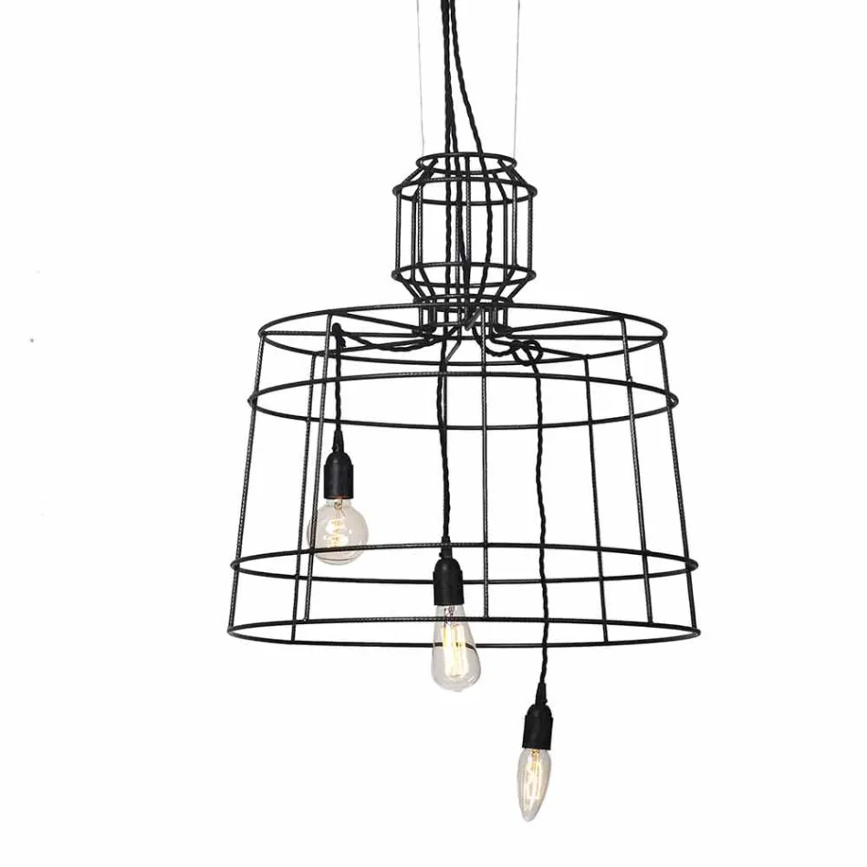 Lampe à Suspension 3 Lumières Design en Métal Blanc ou Naturel - Stylet Viadurini