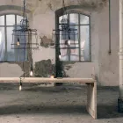 Lampe à Suspension 3 Lumières Design en Métal Blanc ou Naturel - Stylet Viadurini