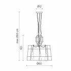 Lampe à Suspension 3 Lumières Design en Métal Blanc ou Naturel - Stylet Viadurini