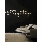 Lampe à Suspension 5 Lumières en Laiton Naturel et Verre - Molecola par Il Fanale Viadurini