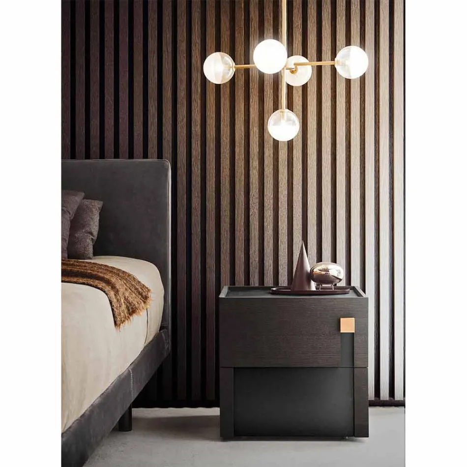 Lampe à Suspension 5 Lumières en Laiton Naturel et Verre - Molecola par Il Fanale Viadurini