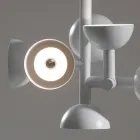 Lampe à Suspension 6 Lumières Design en Aluminium Blanc ou Noir - Celio Viadurini
