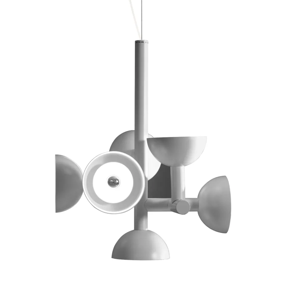 Lampe à Suspension 6 Lumières Design en Aluminium Blanc ou Noir - Celio Viadurini