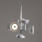 Lampe à Suspension 6 Lumières Design en Aluminium Blanc ou Noir - Celio Viadurini