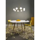 Lampe à Suspension 8 Lumières en Laiton Naturel et Verre - Molecola par Il Fanale Viadurini