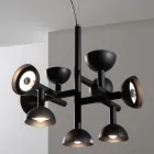 Lampe à Suspension 9 Lumières Design en Aluminium Blanc ou Noir - Celio Viadurini