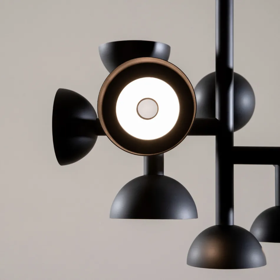 Lampe à Suspension 9 Lumières Design en Aluminium Blanc ou Noir - Celio Viadurini