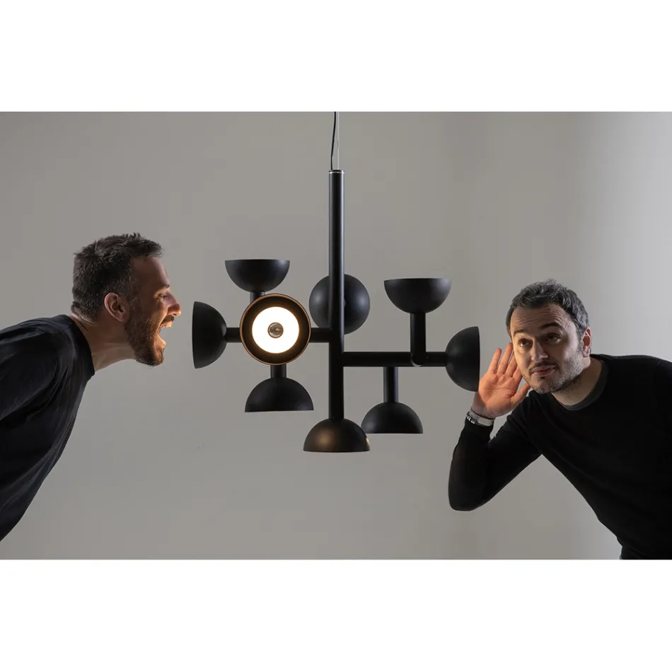 Lampe à Suspension 9 Lumières Design en Aluminium Blanc ou Noir - Celio Viadurini