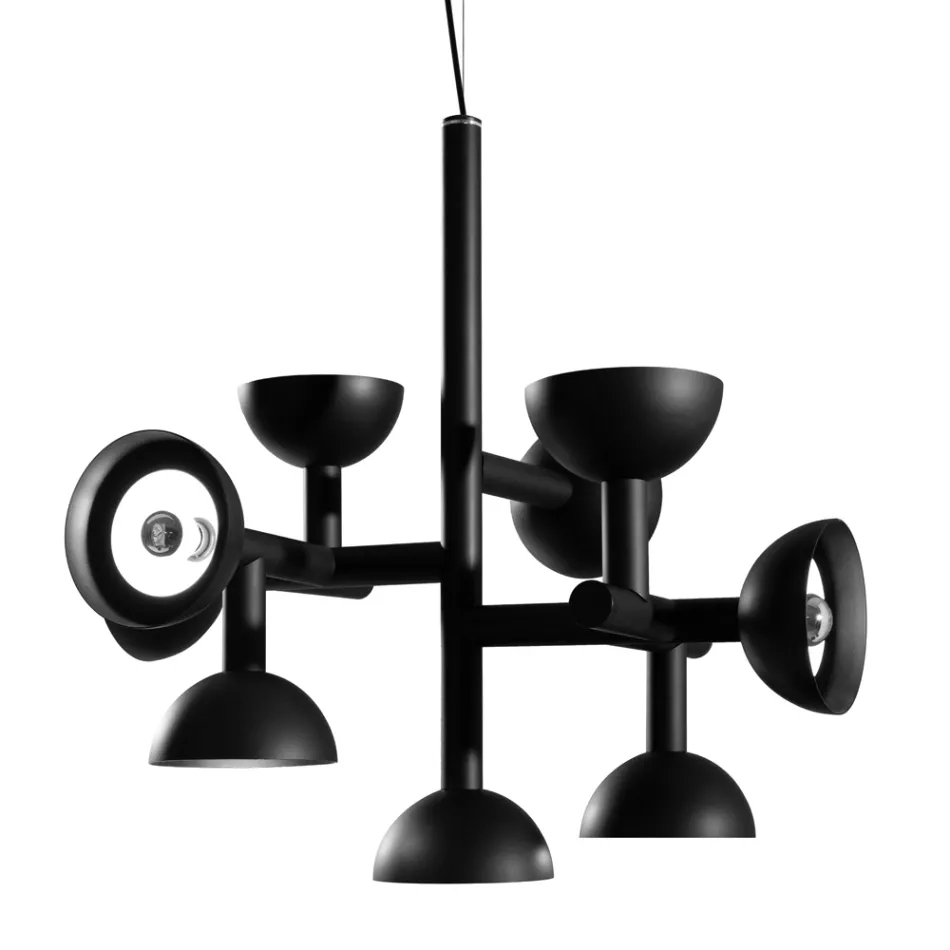 Lampe à Suspension 9 Lumières Design en Aluminium Blanc ou Noir - Celio Viadurini