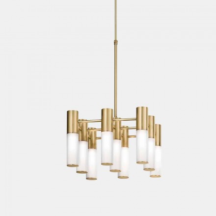 Lampe à Suspension 9 Lumières en Laiton et Verre Design - Etoile par Il Fanale Viadurini