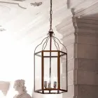 Suspension avec 3 lumières laiton et verre Turandot Viadurini