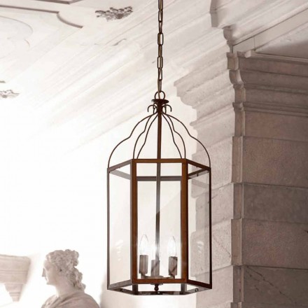 Suspension avec 3 lumières laiton et verre Turandot Viadurini