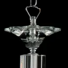 Lampe à suspension 3 lumières en verre et cristallo Ivy, fabriqué en Italie Viadurini