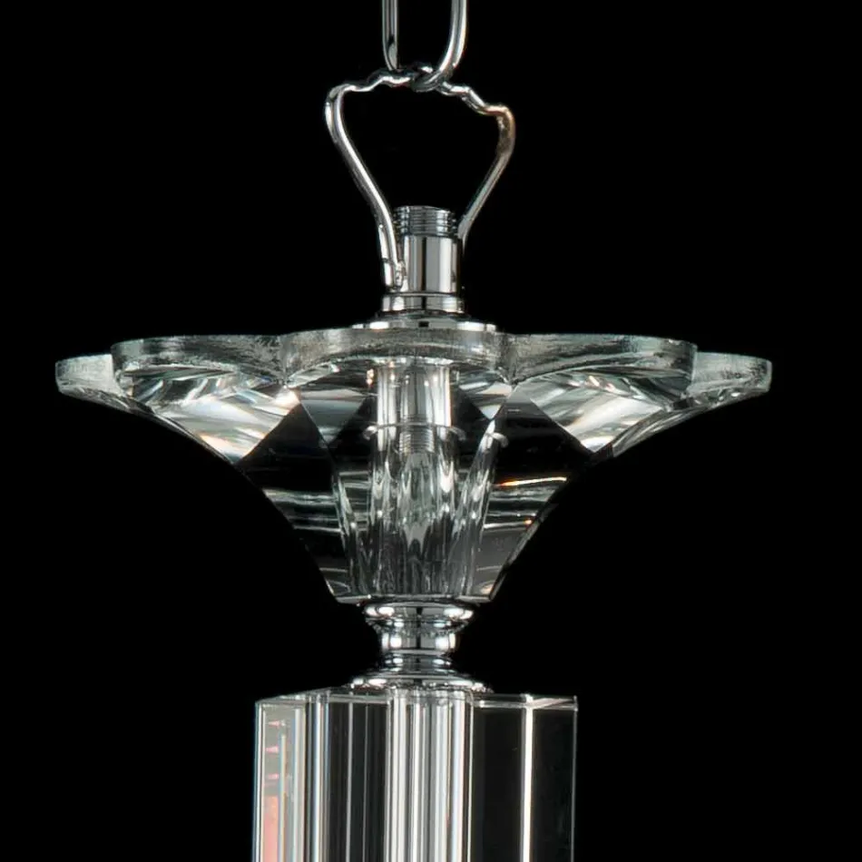 Lampe à suspension 3 lumières en verre et cristallo Ivy, fabriqué en Italie Viadurini