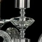 Lampe à suspension 3 lumières en verre et cristallo Ivy, fabriqué en Italie Viadurini