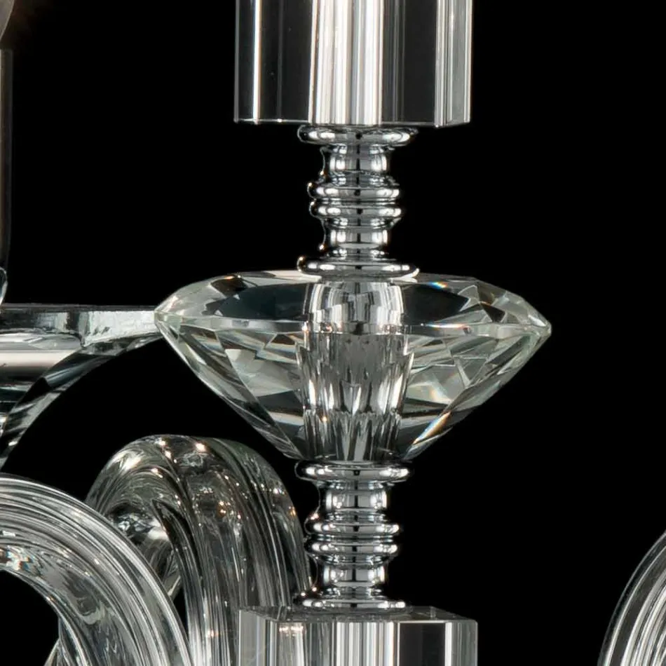 Lampe à suspension 3 lumières en verre et cristallo Ivy, fabriqué en Italie Viadurini