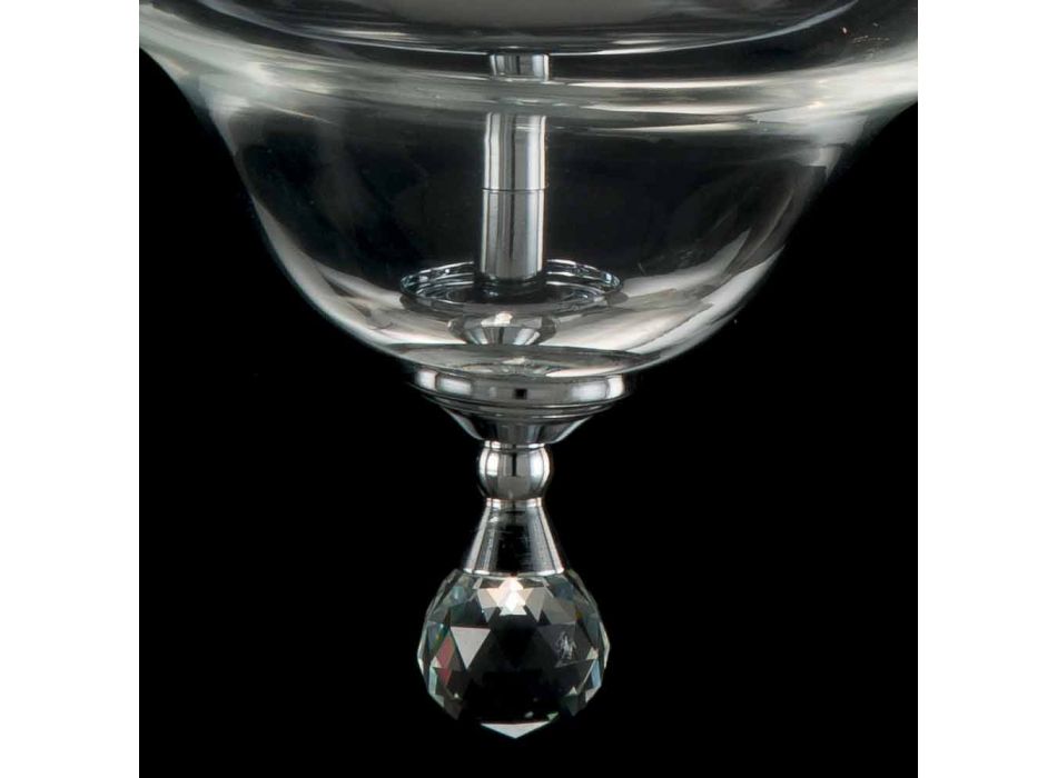 Lampe à suspension 3 lumières en verre et cristallo Ivy, fabriqué en Italie Viadurini
