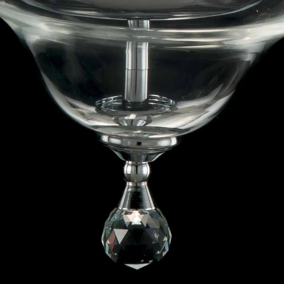 Lampe à suspension 3 lumières en verre et cristallo Ivy, fabriqué en Italie Viadurini