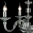 Lampe à suspension 3 lumières en verre et cristallo Ivy, fabriqué en Italie Viadurini