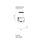 Lampe à Suspension à 5 Lumières en Métal et Verre Soufflé Moderne - Birga Viadurini